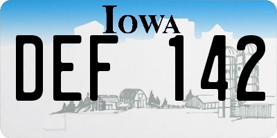 IA license plate DEF142