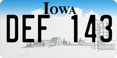 IA license plate DEF143