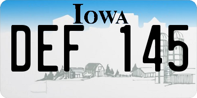 IA license plate DEF145