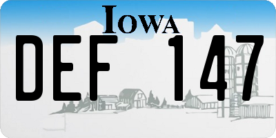 IA license plate DEF147