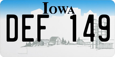 IA license plate DEF149