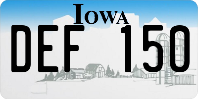 IA license plate DEF150