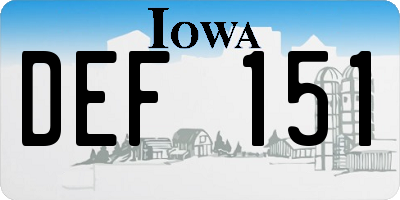IA license plate DEF151
