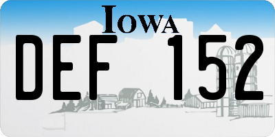 IA license plate DEF152