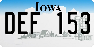 IA license plate DEF153