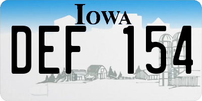 IA license plate DEF154