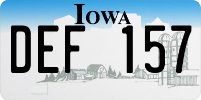 IA license plate DEF157