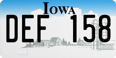 IA license plate DEF158