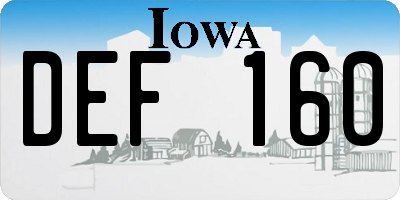 IA license plate DEF160