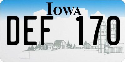 IA license plate DEF170