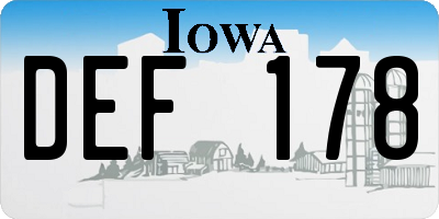 IA license plate DEF178