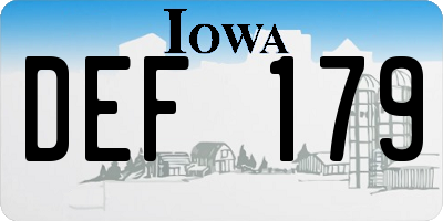 IA license plate DEF179