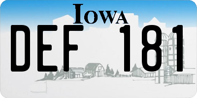 IA license plate DEF181
