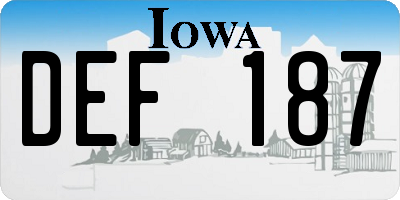 IA license plate DEF187