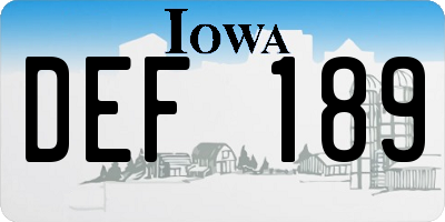 IA license plate DEF189