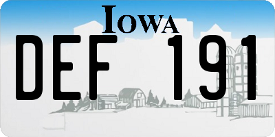 IA license plate DEF191
