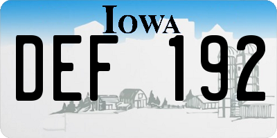 IA license plate DEF192