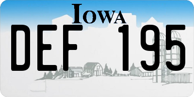 IA license plate DEF195
