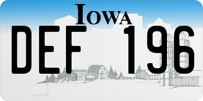 IA license plate DEF196