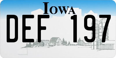 IA license plate DEF197