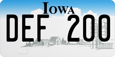 IA license plate DEF200