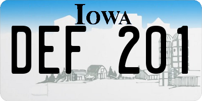 IA license plate DEF201