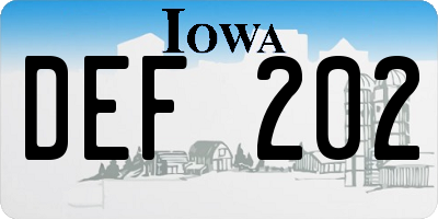 IA license plate DEF202