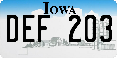 IA license plate DEF203