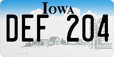 IA license plate DEF204