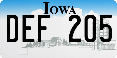 IA license plate DEF205
