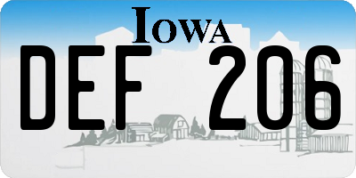 IA license plate DEF206