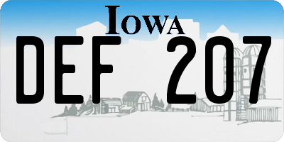 IA license plate DEF207