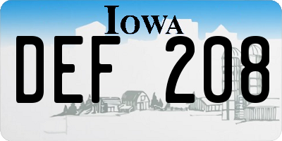 IA license plate DEF208
