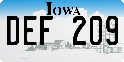 IA license plate DEF209