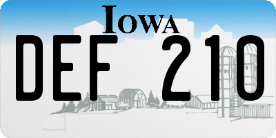 IA license plate DEF210