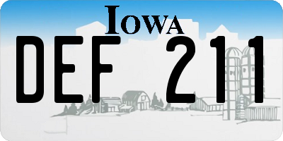 IA license plate DEF211