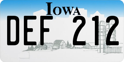 IA license plate DEF212