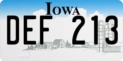 IA license plate DEF213