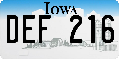 IA license plate DEF216