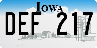 IA license plate DEF217