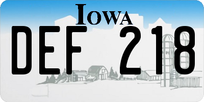 IA license plate DEF218