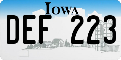 IA license plate DEF223