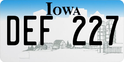 IA license plate DEF227