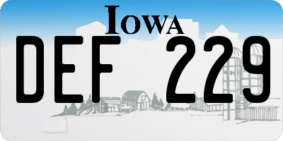IA license plate DEF229