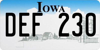 IA license plate DEF230