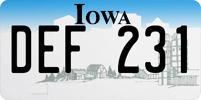IA license plate DEF231