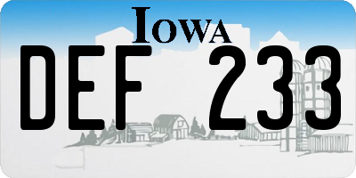 IA license plate DEF233