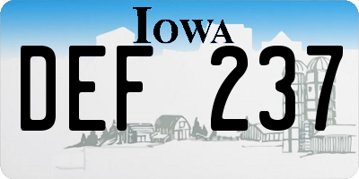 IA license plate DEF237