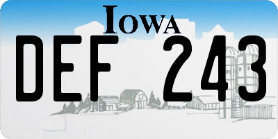 IA license plate DEF243