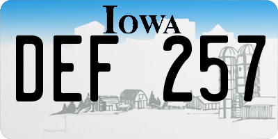 IA license plate DEF257
